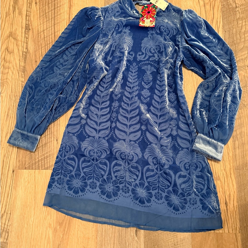FARM Rio Blue Velvet Backless Dress - Picture 6 of 11
